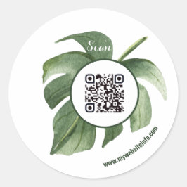 Adesivo Redondo Empresa de Código QR Floral Elegante
