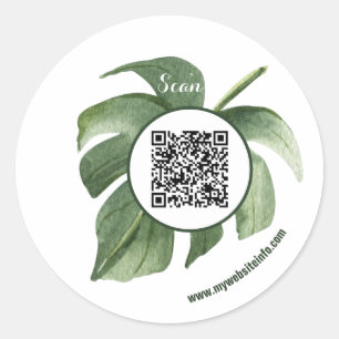 Adesivo Redondo Empresa de Código QR Floral Elegante