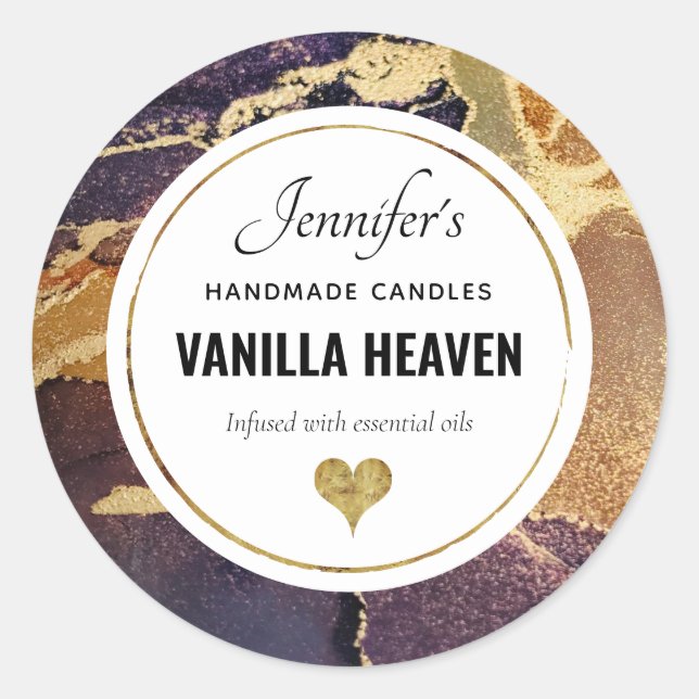 Adesivo Redondo Empresa Elegante de Abstrato Agate de Álcool (Frente)