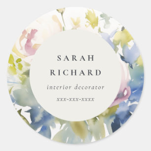 Adesivo Redondo Empresa Floral Rosa Lilac Lilac Blush Modern