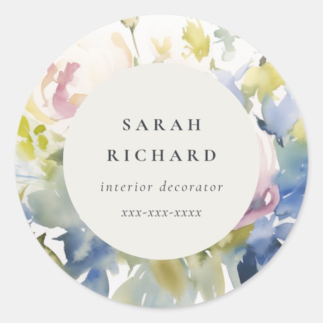 Adesivo Redondo Empresa Floral Rosa Lilac Lilac Blush Modern (Frente)