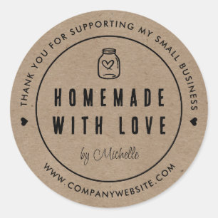 Adesivo Redondo Empresa Homemade Kraft Paper Obrigado