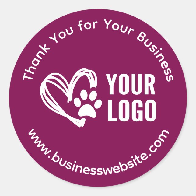 Adesivo Redondo Empresa Obrigado Autocolante com logotipo (Frente)