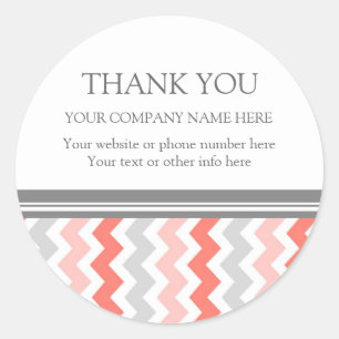 Adesivo Redondo Empresa Obrigado Nome Coral Chevron
