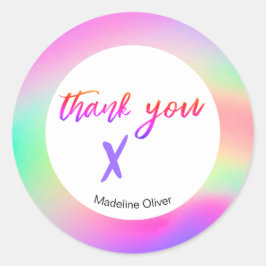 Adesivo Redondo Empresa Obrigado Papel de carta Roxo Personalizado