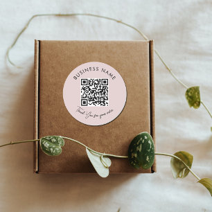Adesivo Redondo Empresa rosa Obrigado Encapsulando o código QR do