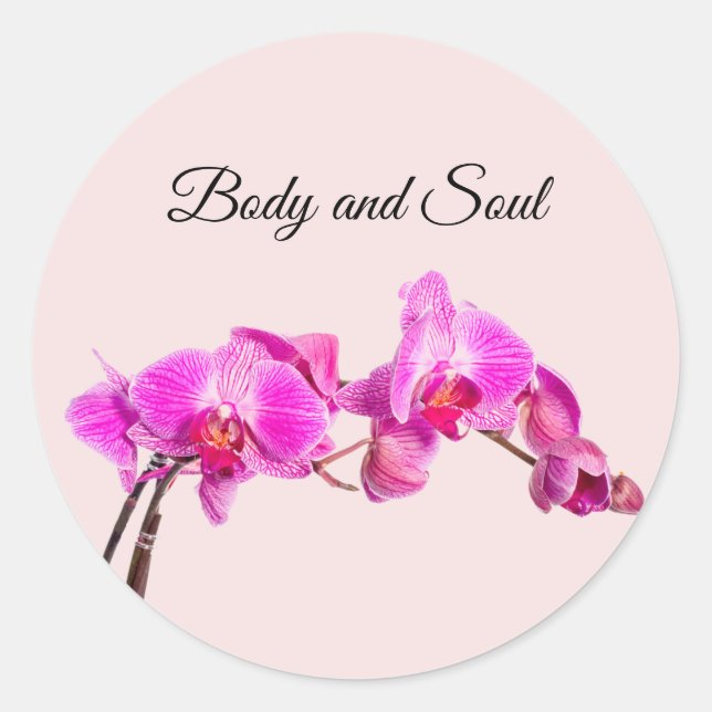 Adesivo Redondo Empresas de Spa floral Body and Soul (Frente)