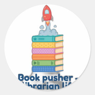 Adesivo Redondo Empurrador de Livros — Vida de Bibliotecário