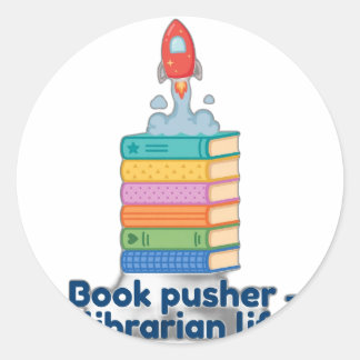 Adesivo Redondo Empurrador de Livros — Vida de Bibliotecário