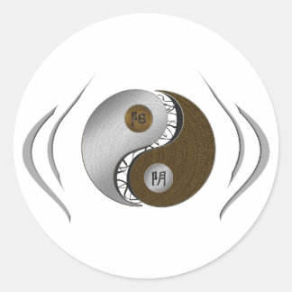 Adesivo Redondo Empurrar e Puxar - Yin Yang