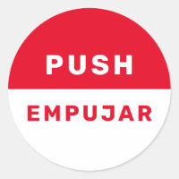 Empurrar Inglês espanhol Red White Safety Instruçã