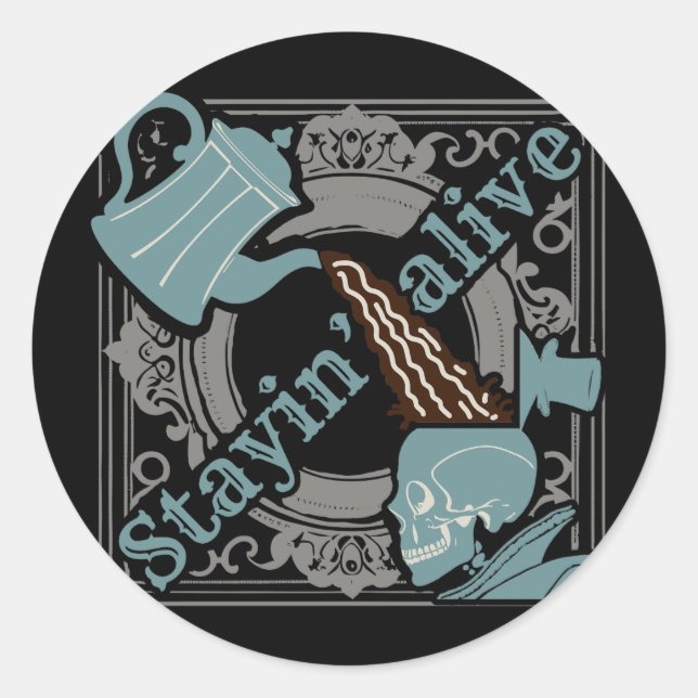 Adesivo Redondo Empurre o café! (Frente)