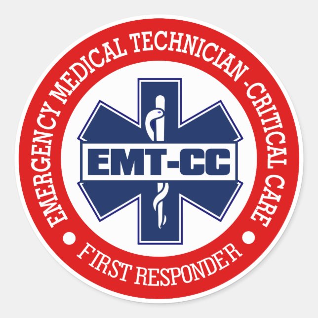 Adesivo Redondo EMT-CC (Emergency Medical Tech - Critical Care) (Frente)
