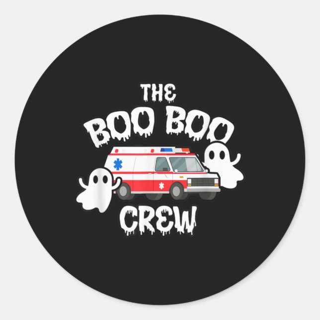 Adesivo Redondo EMT paramédico EMS Boo Boo Boo Crew Ambulância Gho (Frente)