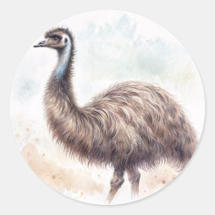 Adesivo Redondo Emu Bird Watercolor
