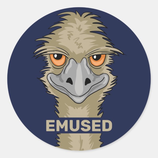 Adesivo Redondo Emuse Engraçado Emu Pun (Frente)