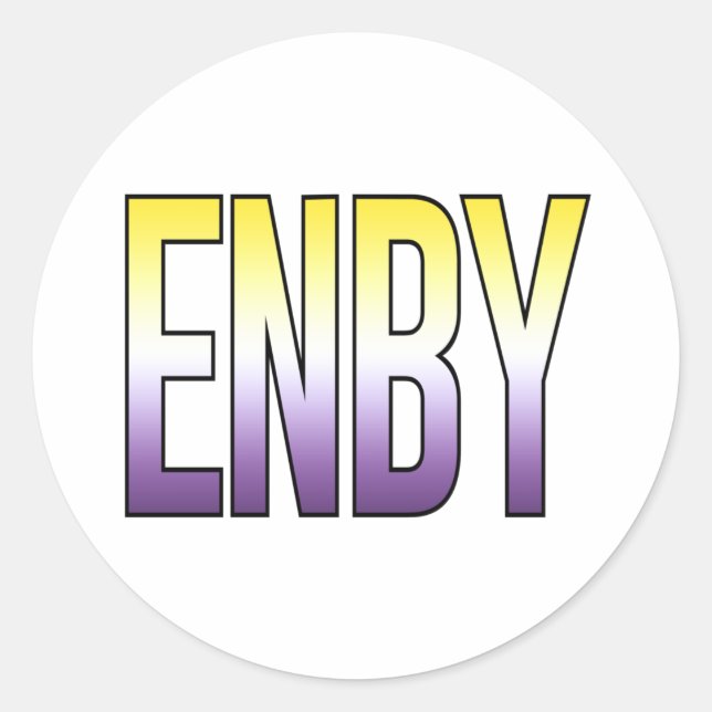 Adesivo Redondo ENBY - Não binário (Frente)
