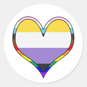 Adesivo Redondo Enby Pride Heart