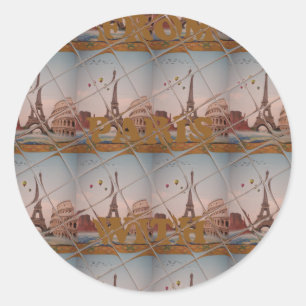 Adesivo Redondo Encantado De Paris Com Amor J'aime Paris Design