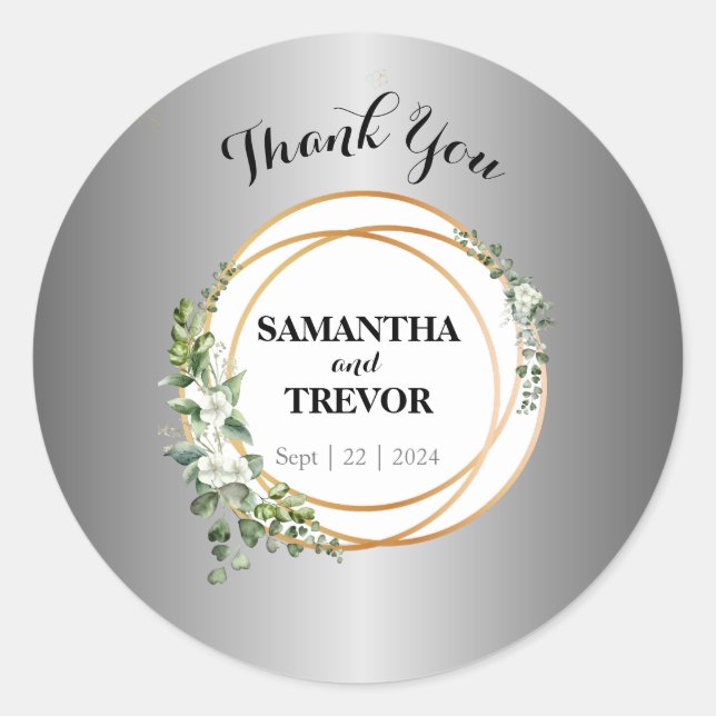 Adesivo Redondo Encantamento de ouros: Vinheta Botânica Personaliz (Frente)