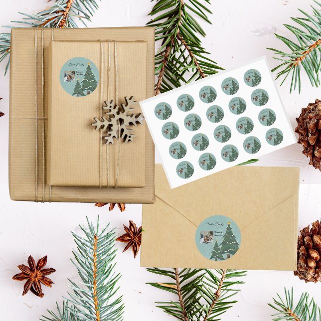 Adesivo Redondo Encantando Flocos de Neve Suave da Árvore de Natal (Criador carregado)