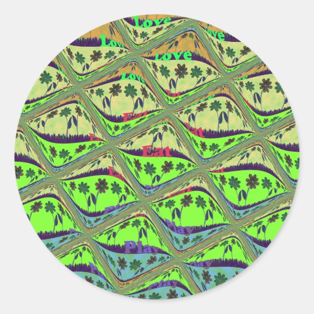 Adesivo Redondo Encantando Jardim Eclético Verificado Beleza Flora (Frente)