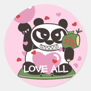 Adesivo Redondo Encanto afortunado da panda do deus do amor