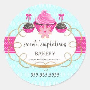 Adesivo Redondo Encapsulamento de Cupcake de Pop de bolachas