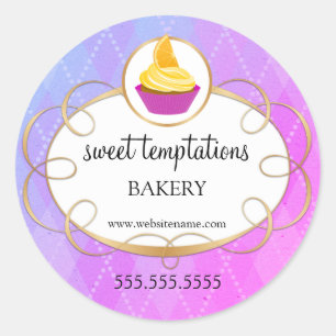 Adesivo Redondo Encapsulamento de Cupcake Elegante