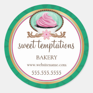 Adesivo Redondo Encapsulamento de Cupcake rosa elegante