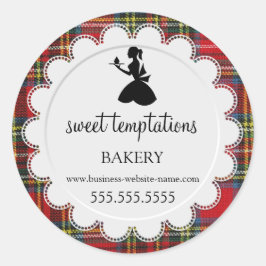 Adesivo Redondo Encapsulamento de padaria Cupcake Tartan Silhouett