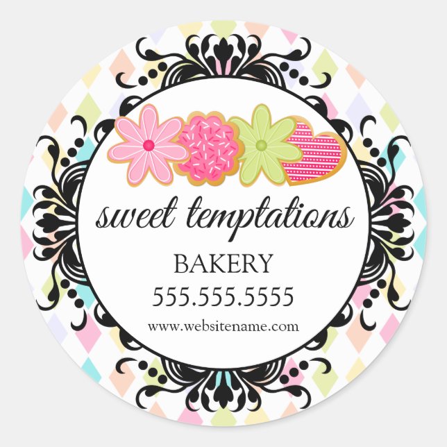 Adesivo Redondo Encapsulamento de padaria de cozinheiros com gelo (Frente)