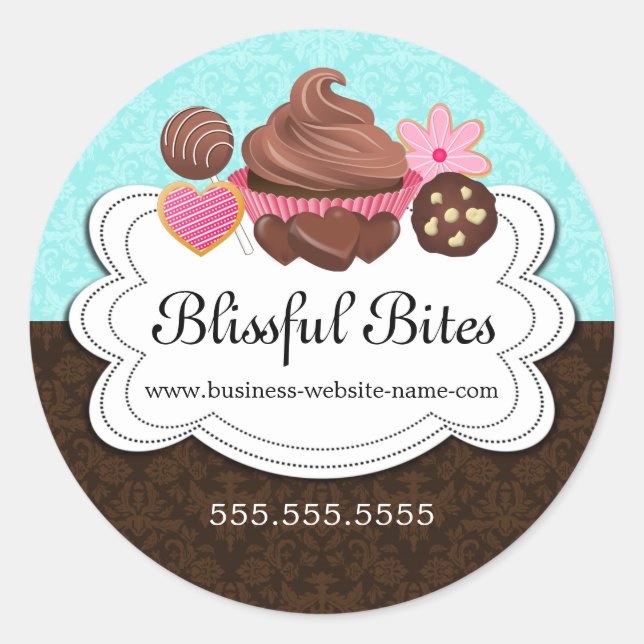 Adesivo Redondo Encapsulamento de padaria de Desserts (Frente)