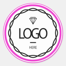 Adesivo Redondo Encapsulamento de quadros cor-de-rosa com logotipo