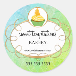 Adesivo Redondo Encapsulamento Elegante de Cupcake