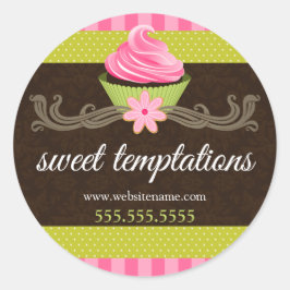 Adesivo Redondo Encapsulamento Elegante de Cupcake