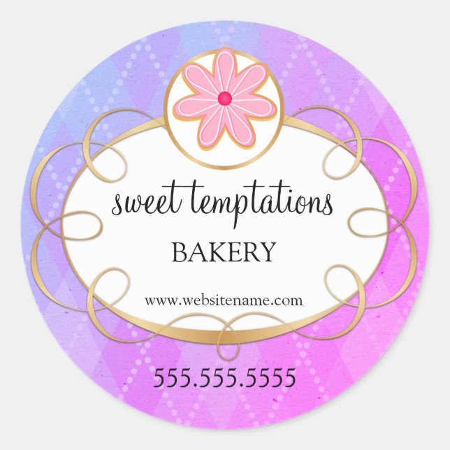 Adesivo Redondo Encapsulamento Elegante de panificação de Cupcake  (Frente)