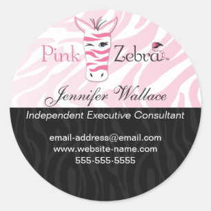 Adesivo Redondo Encapsulamento ou envio de zebra rosa