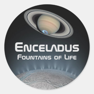 Adesivo Redondo Enceladus Saturn Moon Fountain of Life Square Sti