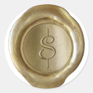 Adesivo Redondo Encere o monograma do selo - ouro - o roteiro $ -