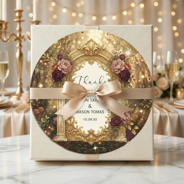 Adesivo Redondo Enchanted Garden Gate Wedding  (#weddingsticker
#weddinginvitationdesign
#roundweddingsticker
#luxuryweddingdesign
#vintagewedding)