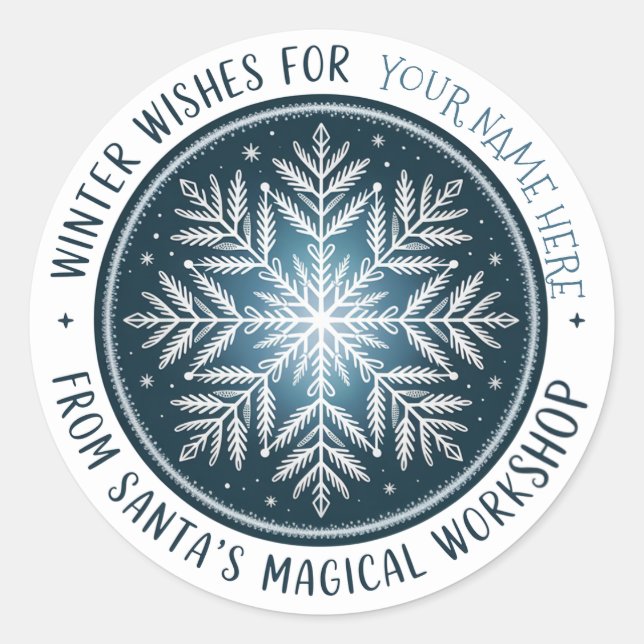 Adesivo Redondo Enchanted Snowflake Stamp Sticker (Frente)