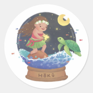 Adesivo Redondo Encontrando Hoku: A Ilustração Estrela