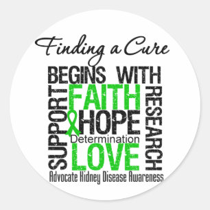 Adesivo Redondo Encontrando uma cura para a doença renal (verde)