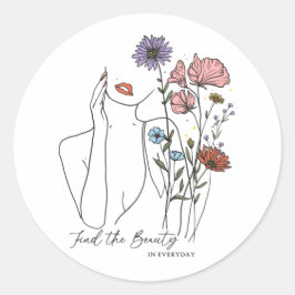 Adesivo Redondo Encontre A Beleza Na Cotação Inspiracional Do Dia