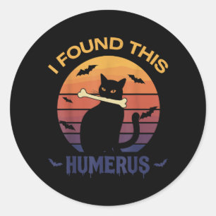 Adesivo Redondo Encontrei Esta Camiseta Humerus Halloween Gato Pre
