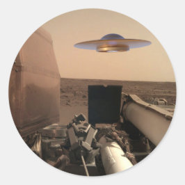 Adesivo Redondo Encontro de Saucer de OVNI de Alienígena Mars InSi
