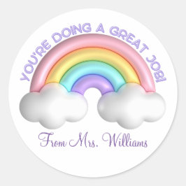 Adesivo Redondo Encorajar um professor de arco-íris bonito e color