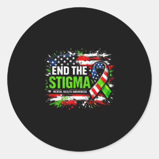 Adesivo Redondo End the stigma mental health awareness usa flag