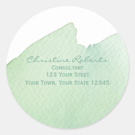 Adesivo Redondo Endereço Aqua Watercolor Original Modern Turquoise
